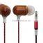 High quality wood earphones good sound in ear earpiece stereo sound shenzhen factory
