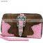 WESTERN TOP ZIP CLOSURE RHINESTONE BUCKLE WALLETS