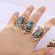 Natural Labradorite Stone Ring, Metal Gold Plated Ring, Pave Setting Crystal Jewelry Finger Gold Plated Druzy Ring
