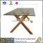 solid wood dining table set with glass top