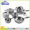 12 pieces straight shape stainless steel pot and pan sets/cookware set/saucepan and casserole and frypan with glass lid