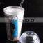 16 Oz Plastic Clear Dome Lid Double Wall Tumbler with Straw