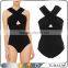 2017 latex wholesale criss cross women bodysuit for women