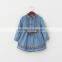 F10021A New Summer Embroidery Denim Dress Long Sleeve Girls Dress