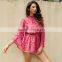 custom long sleeve womens romper chiffon printing spring plus size ladies jumpsuits