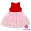 53SQG056 Lovebaby Beautiful Baby Party Sleeveless Red Tops With Pink 3 Layers Yarn TUTU Dress Silk Frock Design