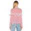 Polka dot printed tie neck long sleeve women's viscose chiffon shirt