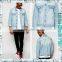 Fashionable Mens Trench Blue White Cotton Denim Long Sleeve Jacket