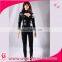 Hot fashion Open bust Sexy Leather bodysuit for Woman with zipper