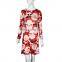 Christmas Evening Party Dress Long Sleeve Red Fashion Mini Christmas Dress