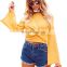 TWOTWINSTYLE O Neck Flare Sleeve Short Female T-shirt Solid Colour Tops High Street