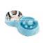 Spot Wholesale Dog Bowl Wheat Straw Slow Food Mothproof Stainless Steel Double Bowl Pet Food Slip Cat Food Basin