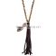 New products necklace 2016 multi layer bead necklace leather tassel necklace