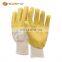 Yellow nitrile latex wrinkling work gloves safety construction for work Yellow crinkle latex coated. Woven liner back open glove