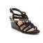 women good quality cheap price high heel open toe adjustable buckle wedges sandals shoes