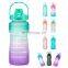 BPA Free Custom Logo Personalized Pink Children Unique Drinking Equipped Gallon Glass Plastic Water Bottles With Time Marker