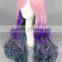 cheap beauty long 70cm colorful pink purple Gary wave cosplay Lolita women party wig