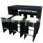 Low price outdoor plastic bar stool set outdoor rattan bar tables and chairs