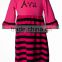 High quality red black stripe long sleeves dress matching knitted cotton capri pant summer dress with ruffles
