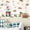 cheapest printing non woven wallpaper, polar blue cartoon striped walls wall sticker for teenage , decor wall decal price