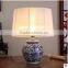 Blue and white ceramic vase modern wood base table lamp