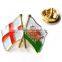 Factory Directly Cheap Price Custom cross Flag Shape Metal Pin Badge with Your Own Design