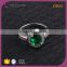 R63417K01 China wholesale jewelry silver plated with big green stone ring designs finger ring for women
