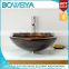 Gold With Brown Striped Tempered Glass Hand Wash Basin Price