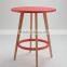 Plastic Top and Beech Wood Base Two Seat Round Dining Table in Restaurant Table