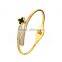 18K Gold Plated Stainless Steel Clear Crystal Bangles for Lovers