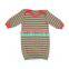 2016 cotton knit infant toddler kids clothing set blank lime green red striped ruffle sleeves baby gown christmas nightgown