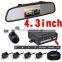 Facotory Newest car parking sensor system with 4.3inch mirror monitor and reversing camera