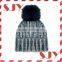 Women's Faux Fur Pom Pom Fleece Lined Knitted Slouchy Beanie Hat