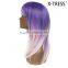 Young women  High quality factory wholesale long synthetic two colors 152g 18inch long wavy colorful party wigs