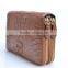 custom made luxury exotice leather crocodile skin men clutch wallet bag with zipper brown wholesale