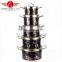 New design 5pcs Decal Stainless Steel Soup Pot kitchen cookware