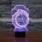 New Touch Clock 3D Night Light 7 Color Change LED Table Lamp Xmas Toy Gift