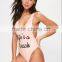 2017 Women Swimwear One Piece Sexy Low Side Sexy Swimsuit Spandex/Polyester Material Swimwear&Beachwear Letters Print