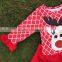 baby clothes winter/fall boutique red Grid ruffle outfits girls reindeer sets Christmas outftis with necklace and headband