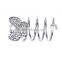 Gold&Silver-plated Rhinestone Butterfly Wrap Around Spiral Rings