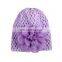 2017 hot sale knitted children's baby hat elastic baby hat chiffon flower hollow hat