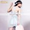 high quality sleeveless light blue hollow beautiful dress for office lady daily dress