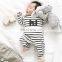Long Sleeve Soft Cotton Newborn Baby Romper Outfit Stripe Design With " Hi" Pattern for 0-24 Months