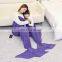 Mermaid tail blanket family sleeping bag in purple