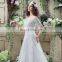 Wholesale Off Shoulder Half Sleeve Lace-Up A Line Lace Wedding Dresses SQS046