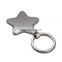 Promotional custom metal silver plated five-point star shaped keychain