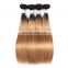 Two tone colored hair 1b/27 ombre hair extensions silky straight brazilian hair weave bundles