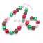 Christmas Girl Chunky Necklace bracelet 2pcs Set  bubble beads boutique Jewelry Sets Gift