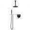 HM003 Round luxury SHOWER curah hujan rain shower fall faucet set kran & spa black brass