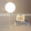 Nordic modern table lamps for living room white glass ball table light iron round ball desk lamp Reading